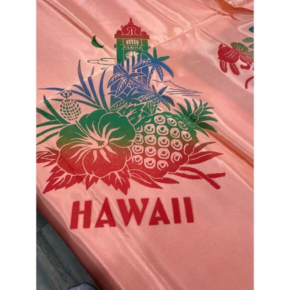 Vintage Hawaiian Islands Map Satin Tablecloth 39x40 + 4 Napkins Deadstock - Picture 4 of 16